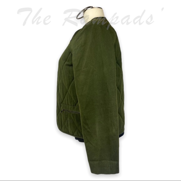 Company Ellen Tracy Quilted Hunter Green Army Zip-up Jacket Size Petite 6 - Picture 9 of 12